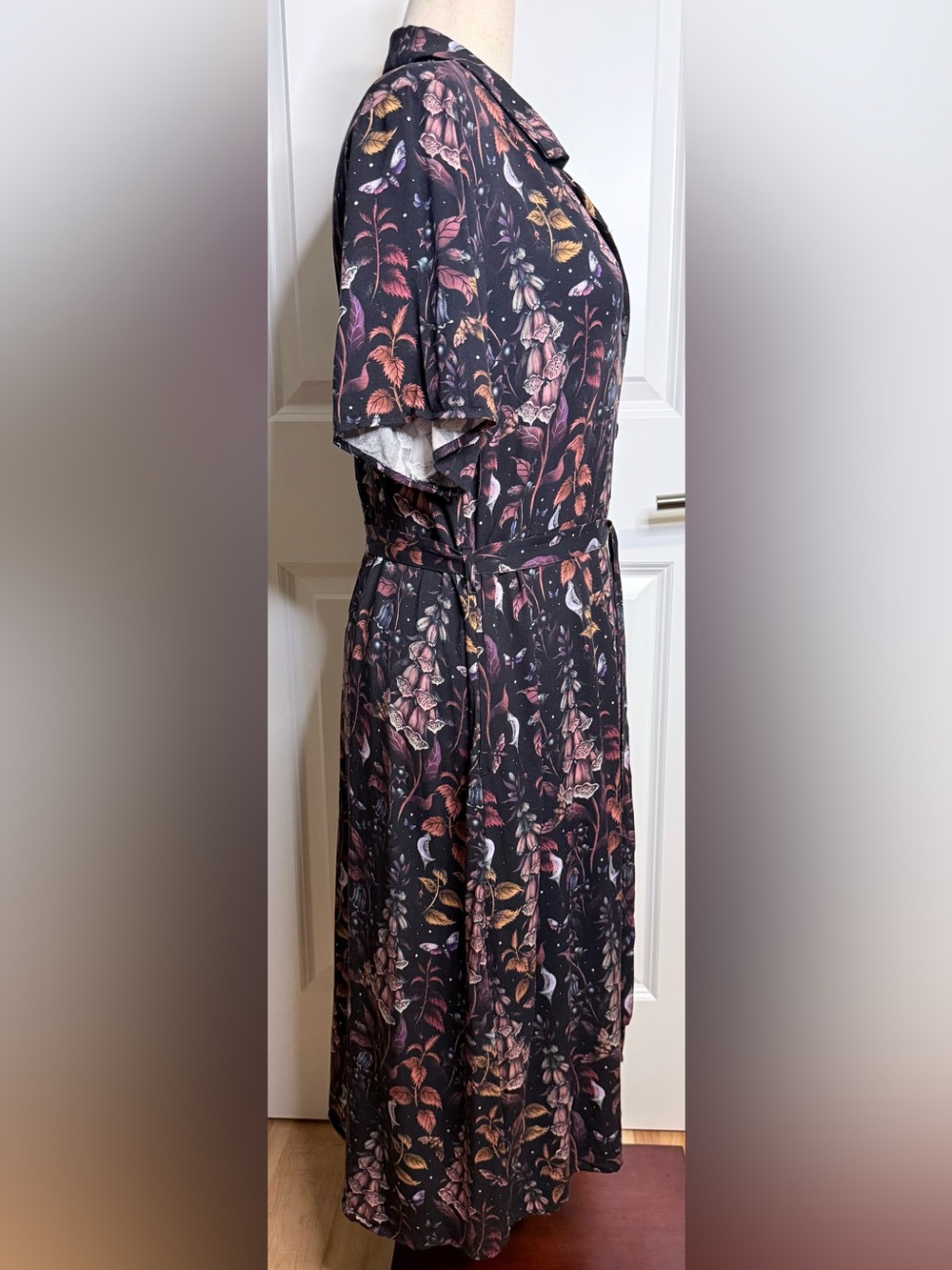 NEW Disturbia Foxglove Midi Shirt Dress Pockets Dark Botanical Goth Grunge US12 - Picture 8 of 13